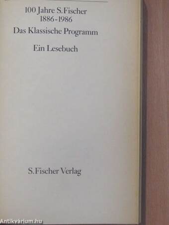 100 Jahre S. Fischer 1886-1986