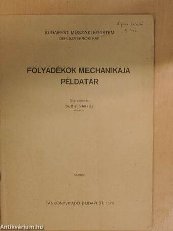 Folyadékok mechanikája példatár