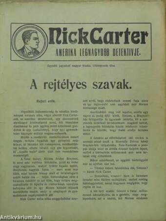 Nick Carter - A rejtélyes szavak (rossz állapotú)