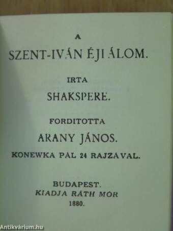 A Szent-Iván éji álom (minikönyv) (számozott) - Plakettel