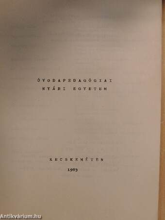 Óvodapedagógiai Nyári Egyetem 1983