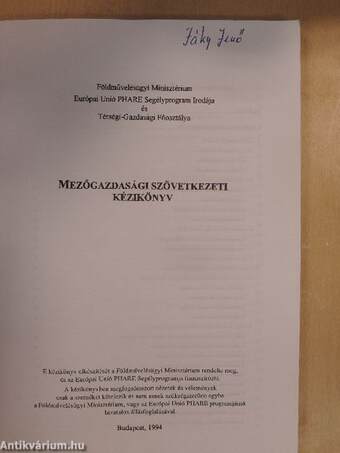 Mezőgazdasági szövetkezeti kézikönyv