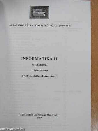 Informatika II. távoktatással