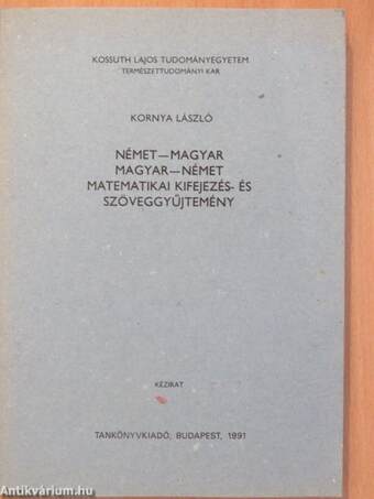 Német-magyar/magyar-német matematikai kifejezés- és szöveggyűjtemény
