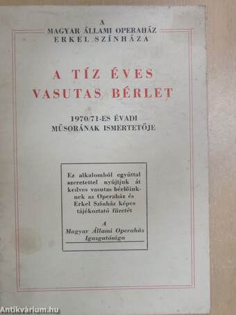 A Magyar Állami Operaház Erkel Színháza 1970/71-es évadi műsorának ismertetője