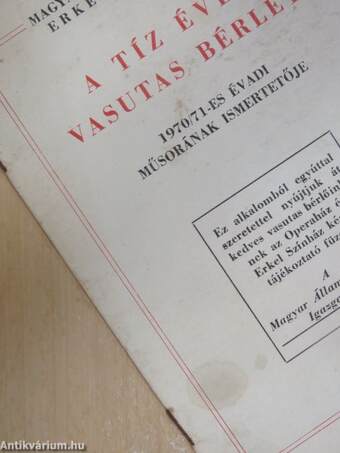 A Magyar Állami Operaház Erkel Színháza 1970/71-es évadi műsorának ismertetője