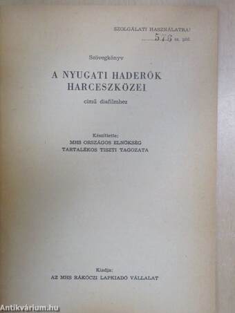 Szövegkönyv A nyugati haderők harceszközei című diafilmhez