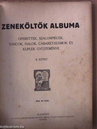 Zeneköltők albuma I-II. (rossz állapotú)