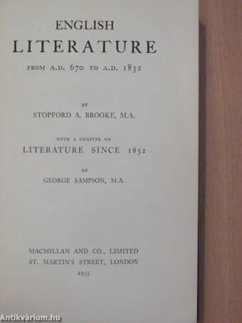 English Literature from A.D. 670 to A.D. 1832