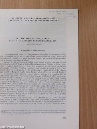 Adalékok a vasutas munkásmozgalom ellenforradalmi korszakbeli történetéhez II. Vasutasok az 1920-as évek legális és illegális munkásmozgalmában (dedikált példány)