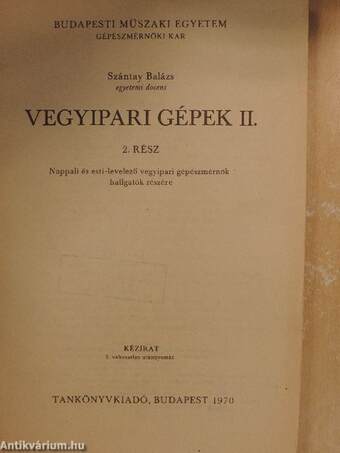 Vegyipari gépek II/2.