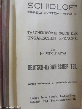 Schidlof gyakorlati módszerének magyar-német/német-magyar zsebszótára I-II. (rossz állapotú)