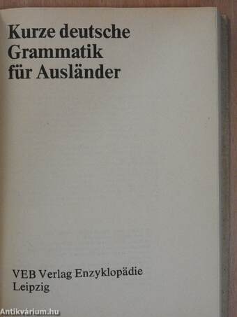 Kurze deutsche Grammatik für Ausländer