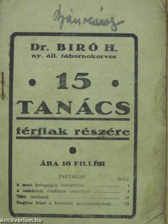 15 tanács férfiak részére