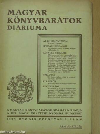 Magyar Könyvbarátok Diáriuma 1935. év 5. szám