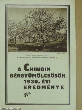 A Chinoin bérgyümölcsösök 1930. évi eredménye