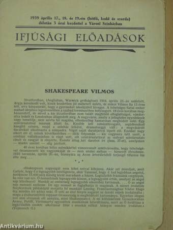 Ifjúsági előadások 1939 április 17-19.