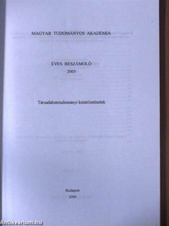 Magyar Tudományos Akadémia Éves beszámoló 2005