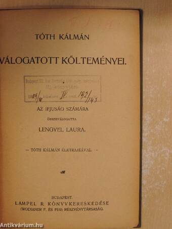 Tóth Kálmán válogatott költeményei