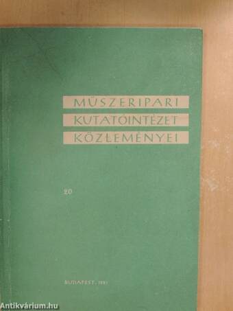 Műszeripari Kutatóintézet közleményei 20.