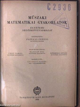 Műszaki matematikai gyakorlatok B. VIII.