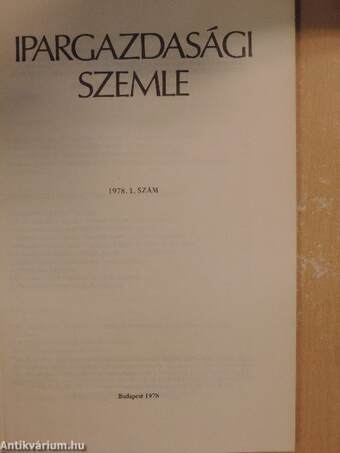 Ipargazdasági Szemle 1978/1-4.