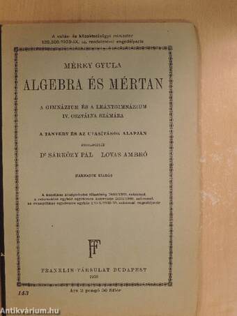 Algebra és mértan IV.