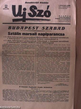 Uj Szó 1945. február 14. - Rendkívüli kiadás (reprint)