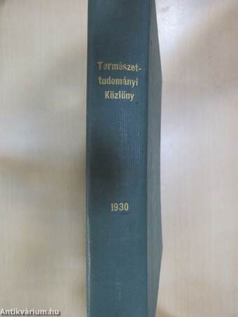 Természettudományi Közlöny 1930. január-december/Pótfüzetek a Természettudományi Közlönyhöz 1930. január-december