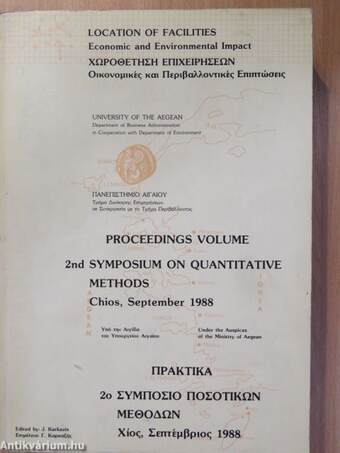 Proceedings volume 2nd symposium on quantitative methods Chios, September 1988 (dedikált péládny)