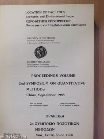 Proceedings volume 2nd symposium on quantitative methods Chios, September 1988 (dedikált péládny)