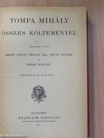 Tompa Mihály összes költeményei