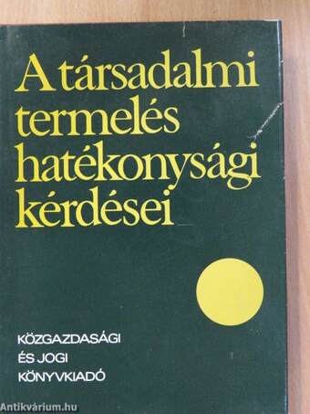 A társadalmi termelés hatékonysági kérdései