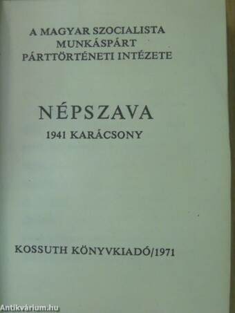 Népszava 1941 karácsony (minikönyv)