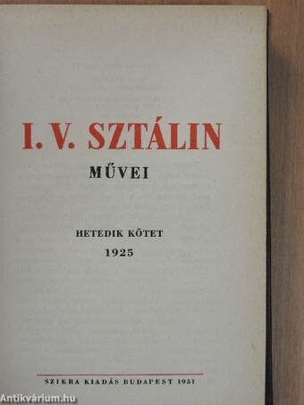 I. V. Sztálin művei 7.