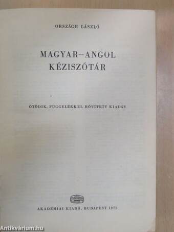 Magyar-angol kéziszótár