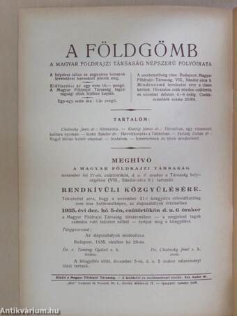 A Földgömb 1935. november