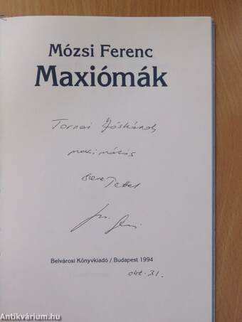 Maxiómák (aláírt példány)