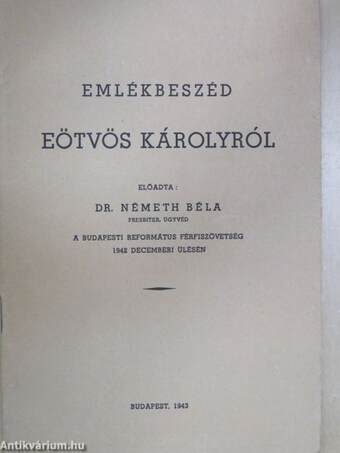 Emlékbeszéd Eötvös Károlyról