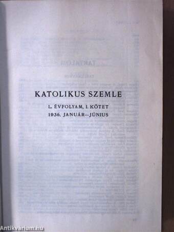 Katolikus Szemle 1936. január-december I-II.