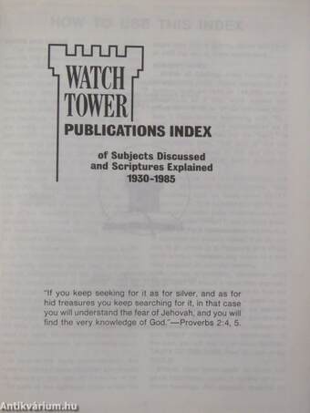 Watchtower Publications Index 1930-1985