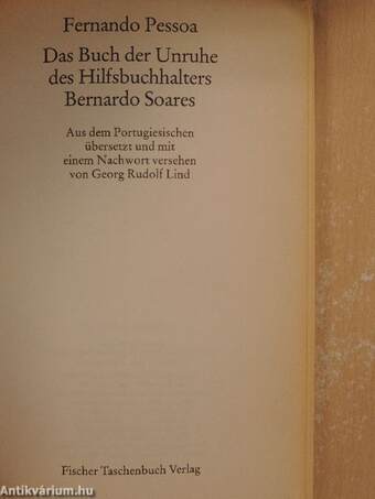 Das Buch der Unruhe des Hilfsbuchhalters Bernardo Soares