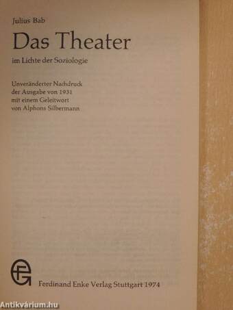 Das Theater im Lichte der Soziologie