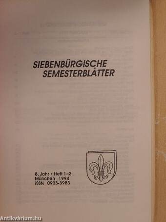 Siebenbürgische Semesterblätter 1994/1-2