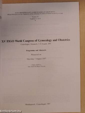 XV FIGO World Congress of Gynecology and Obstetrics 7 August 1997