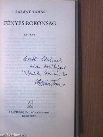 Fényes rokonság (dedikált példány)