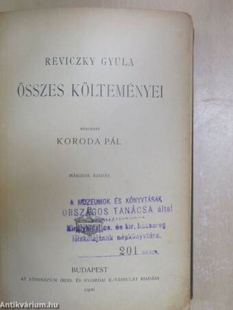 Reviczky Gyula összes költeményei