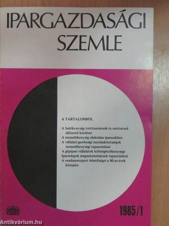 Ipargazdasági szemle 1985/1-4.