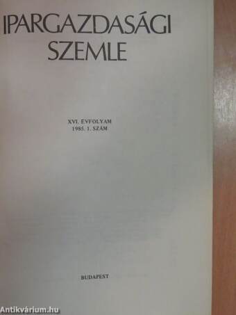 Ipargazdasági szemle 1985/1-4.