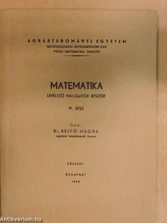 Matematika IV.